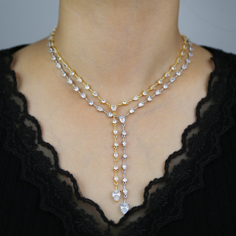 New fashion women wedding necklace paved 5A cubic zircon for women lady high quality jewelry plated gold silver wholesale