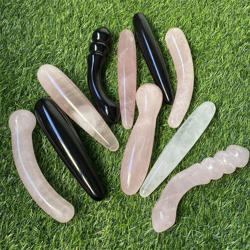 Other Home Garden 1PC good Quality Natural Rose Quartz Yoni Wands Gemstone Crafts Pleasure Wand Body Hand Massage Wood Magic Stone Ornament Gifts 2306
