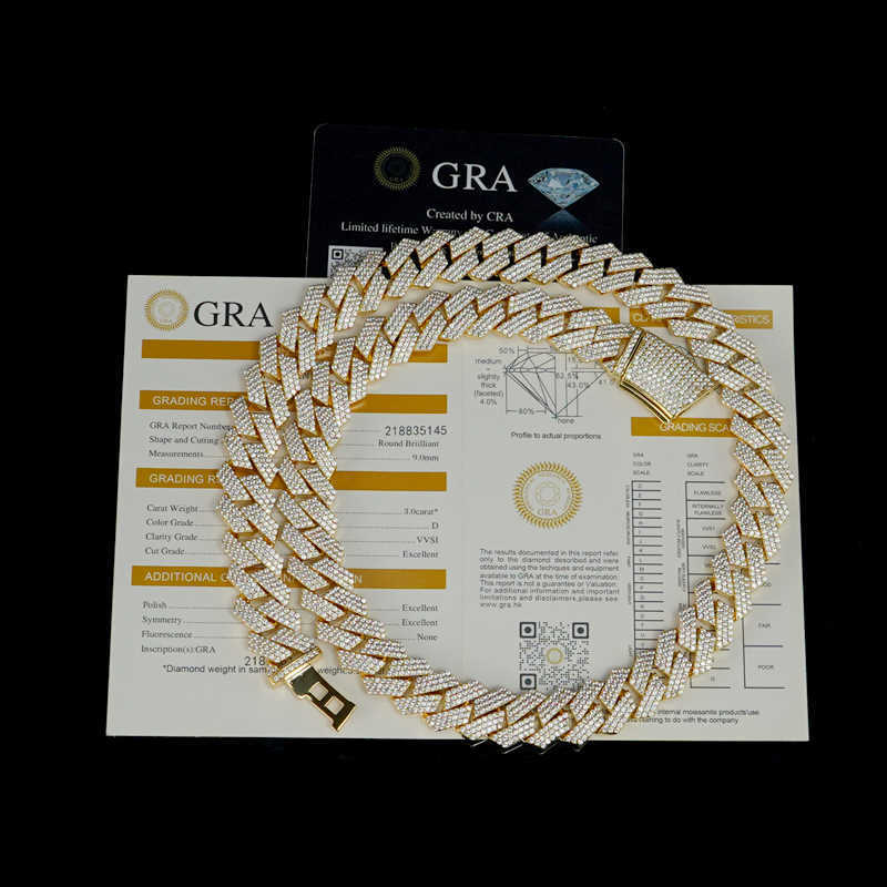 Custom Pass Dia Tester Hip Hop VVS Moissanite men Necklace Iced Out Sier cuban k chain