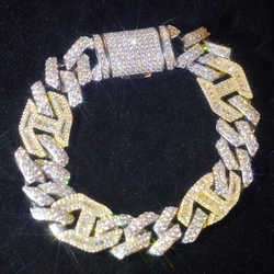Factory Wholesale Hip Hop Sier 15mm Chain Baguette Moissanite Tow Tones Bracelets Custom 10K 14K Cuban k Men Jewelry