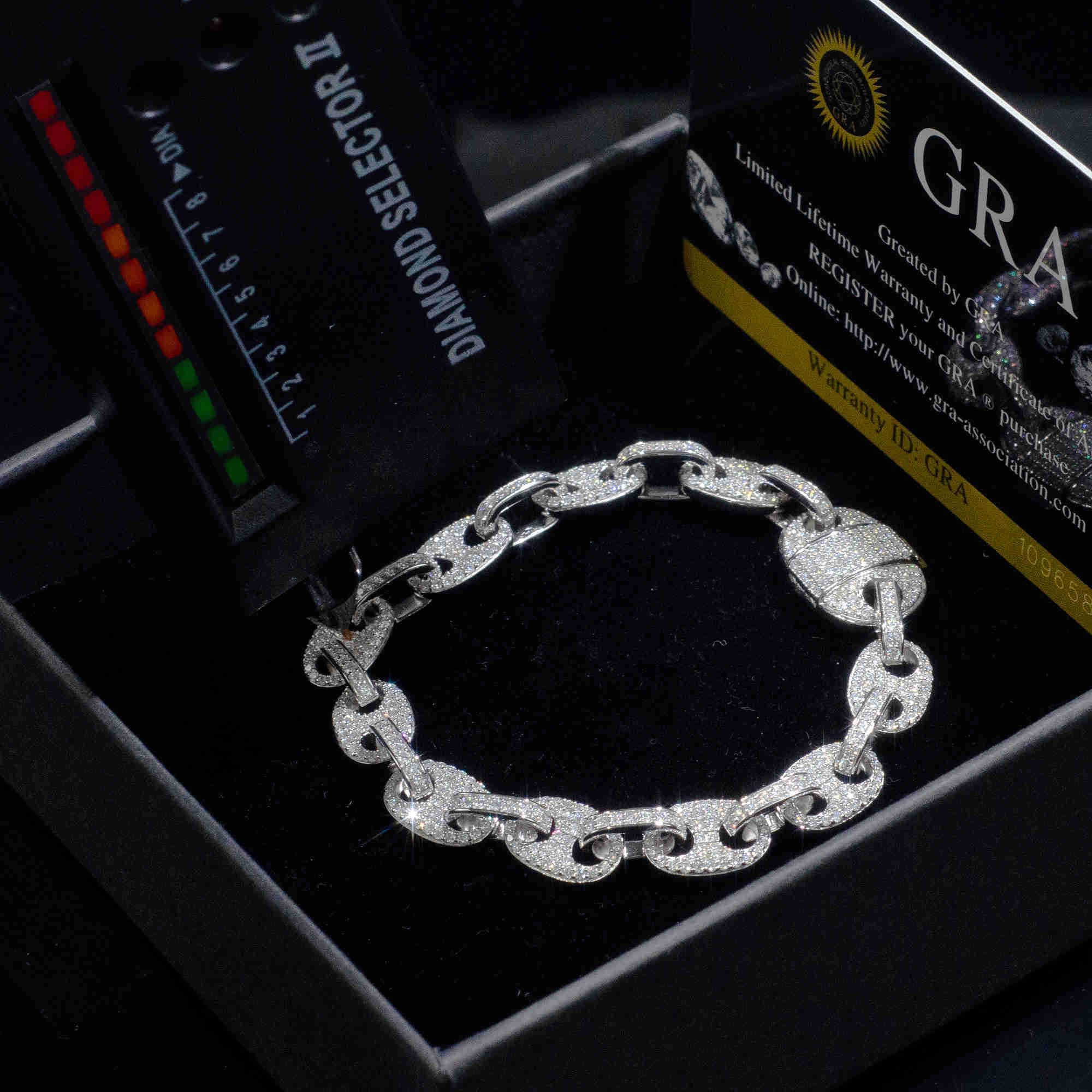 Pass Dia Tester VVS Ice Out Moissanite Coffee Beans Cuban k Chain 8mm Bracelet Sier Fine Jewelry For Man Woman Gift