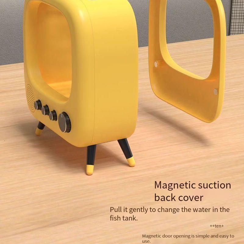 Aquariums TV Fish Tank Thai Vintage Desk Office Net Red Aquarium with Light Builtin Heating Constant Temperature