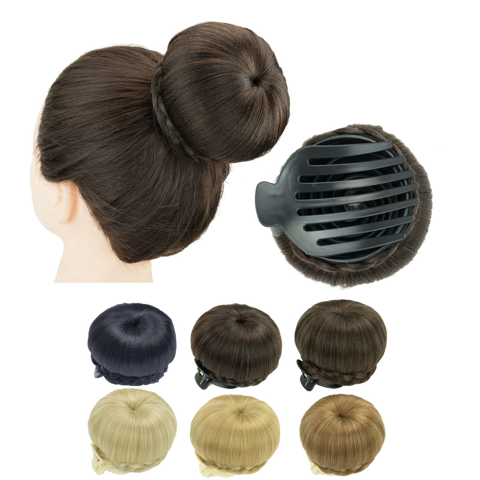 Chignons Soowee Synthetic Hair Braided Chignon Dancer Hair Donut Hairpieces Scrunchie Claw Hair Bun Updo for Wedding Party 230613