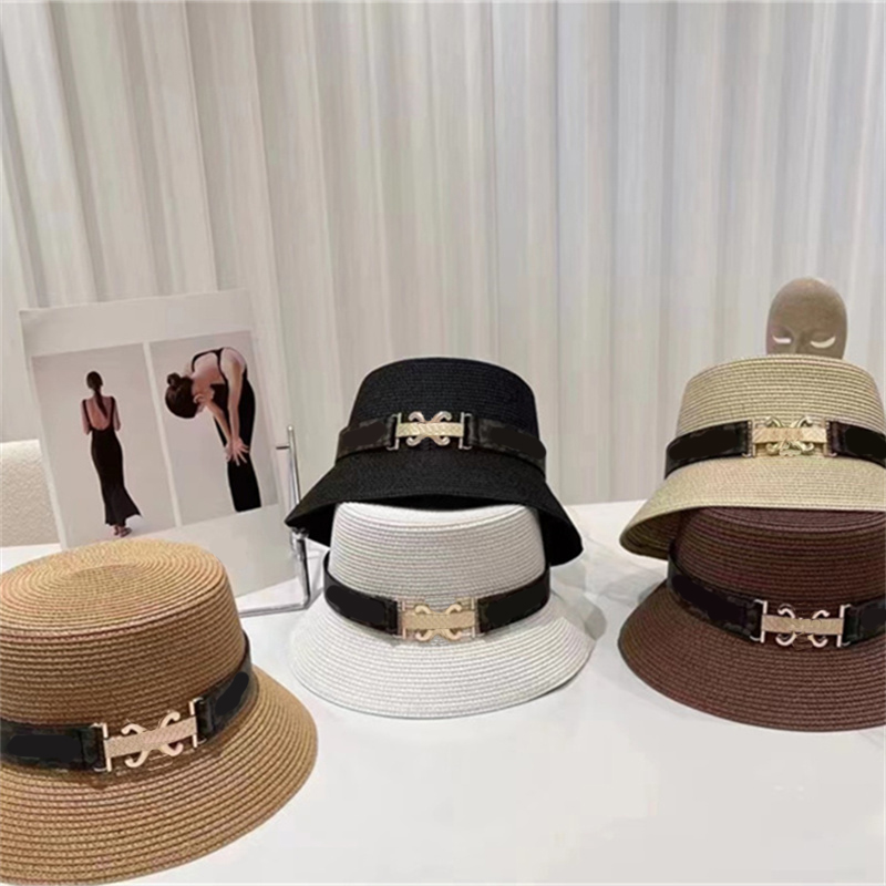 Luxurys hot Designer cap Summer Women Straw Hat Fashion Sun Protection Beach Personality Wide Brim Hats with Ribbon Straw woven metal ring tape ventilate, C2
Luxurys hot Designer cap Summer Women Straw Hat Fashion Sun Protection Beach Personality Wide Brim Hats with Ribbon Straw woven metal ring tape ventilate, C2