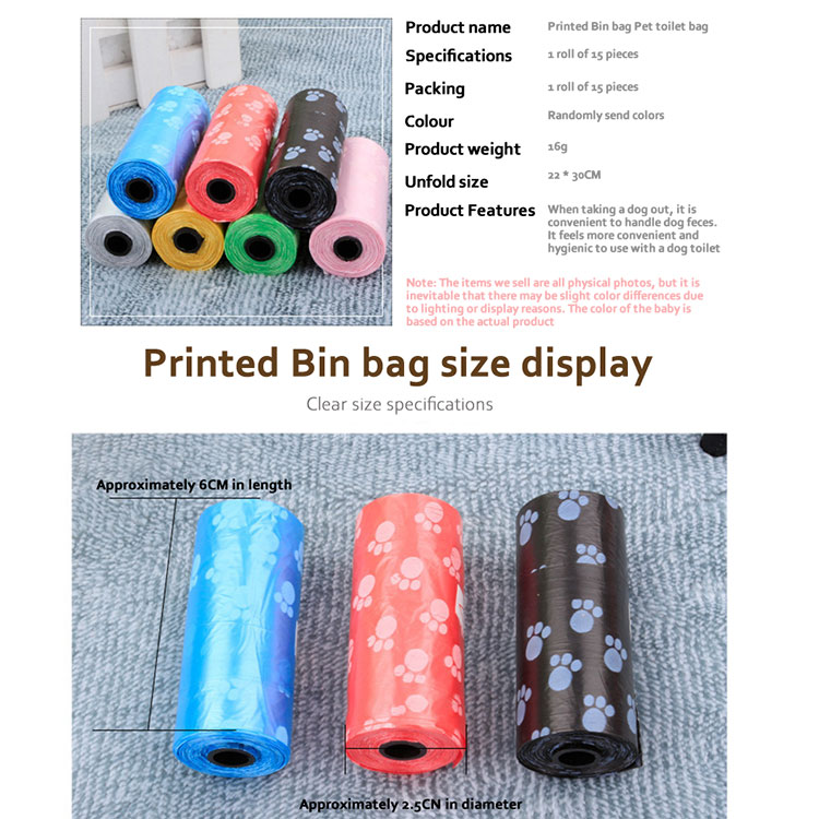 Halloween Printed pet Bin bag dog toilet bag 15 cats and dogs cleaning supplies per roll footprints Bin bag on hand