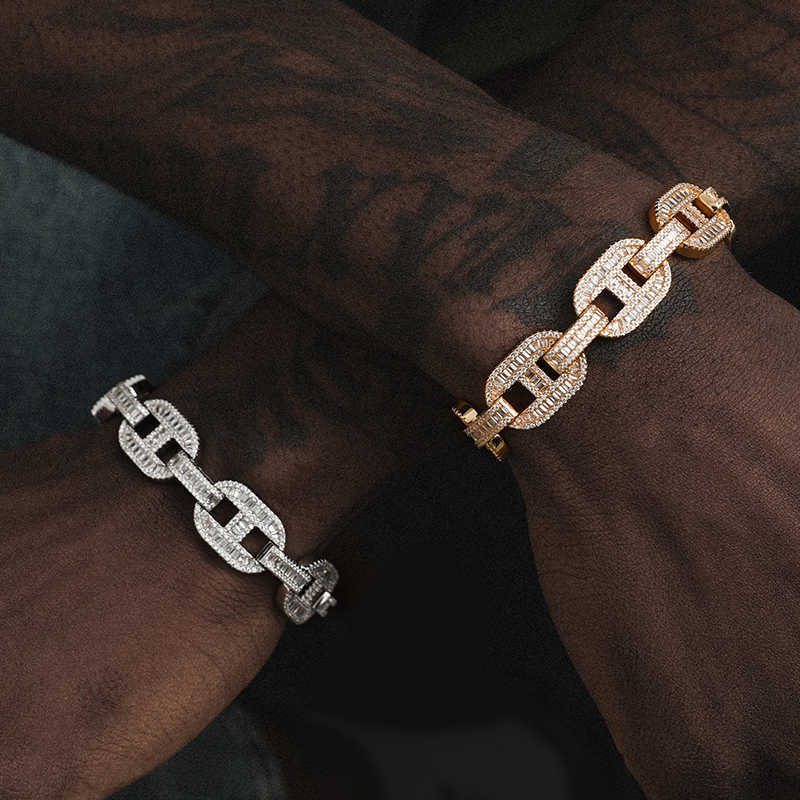 Precious Cuban chains Hot Sale Men's Hip Hop Jewelry Sterling Sier Gold Plated Iced Out Moissanite Dia Cuban Link Chain Bracelet Free door-to-doo