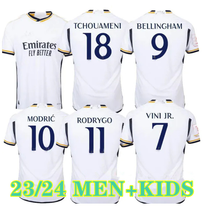 22 23 24 BENZEMA Soccer Jerseys BELLINGHAM 2023 2024 VINI JR kit camiseta CAMAVINGA TCHOUAMENI football shirt kids sets uniform fans player S-4XL, 2324 home 
22 23 24 BENZEMA Soccer Jerseys BELLINGHAM 2023 2024 VINI JR kit camiseta CAMAVINGA TCHOUAMENI football shirt kids sets uniform fans player S-4XL, 2324 home