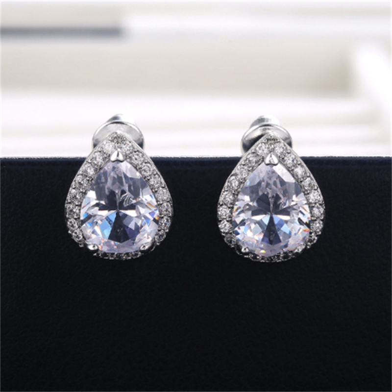 Trendy Stud Earrings Original 925 Sterling Silver AAAAA cz Party Wedding Earrings For Women Bridal Engagement Jewelry