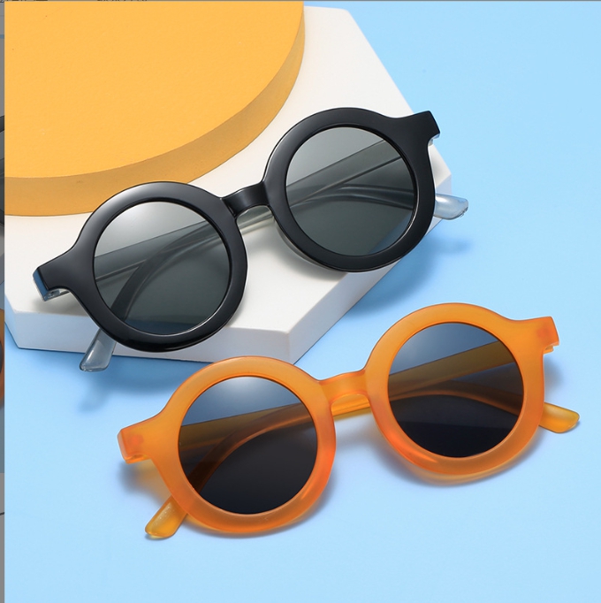 Children Vintage Frosted Round Outdoor Sun Protection Baby Girls UV400 Sunglasses 1-8 years Kids Z260305