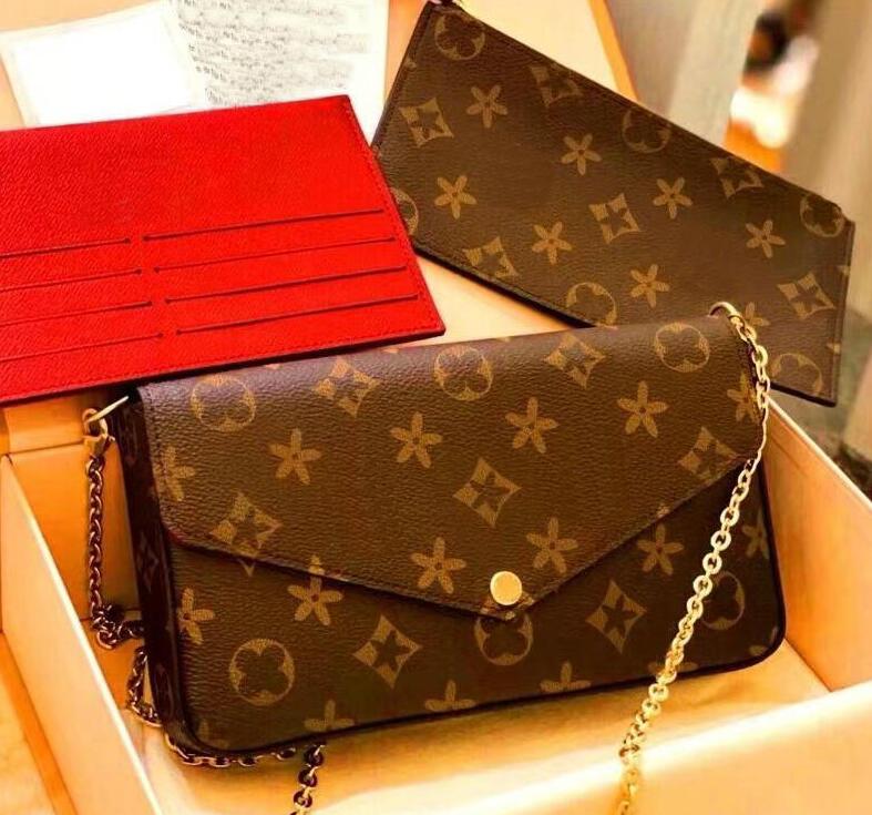 Top 3pcs set Women Shoulder Bag Classic Luxury designer handbag Genuine Leather Clutch Tote Messenger Purse Crossbody Bag 22cm