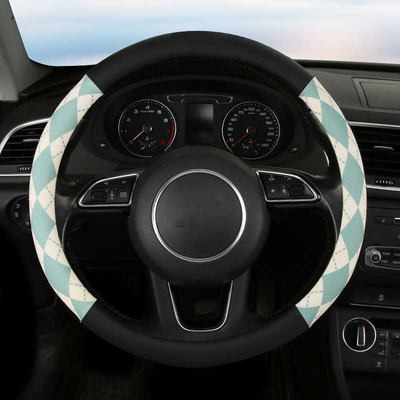 New Four Seasons Universal 38cm Fashion Rhombus Ice Wire Non-Slip Car Steering Wheel Cover Women's Interior Accessories