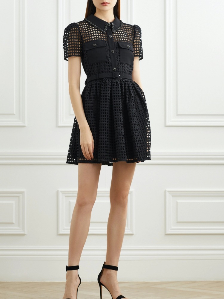 Casual Dresses New S/elf Portrait Women's Heavy Work Beaded High Waist Slim Fit Dress Short Skirt