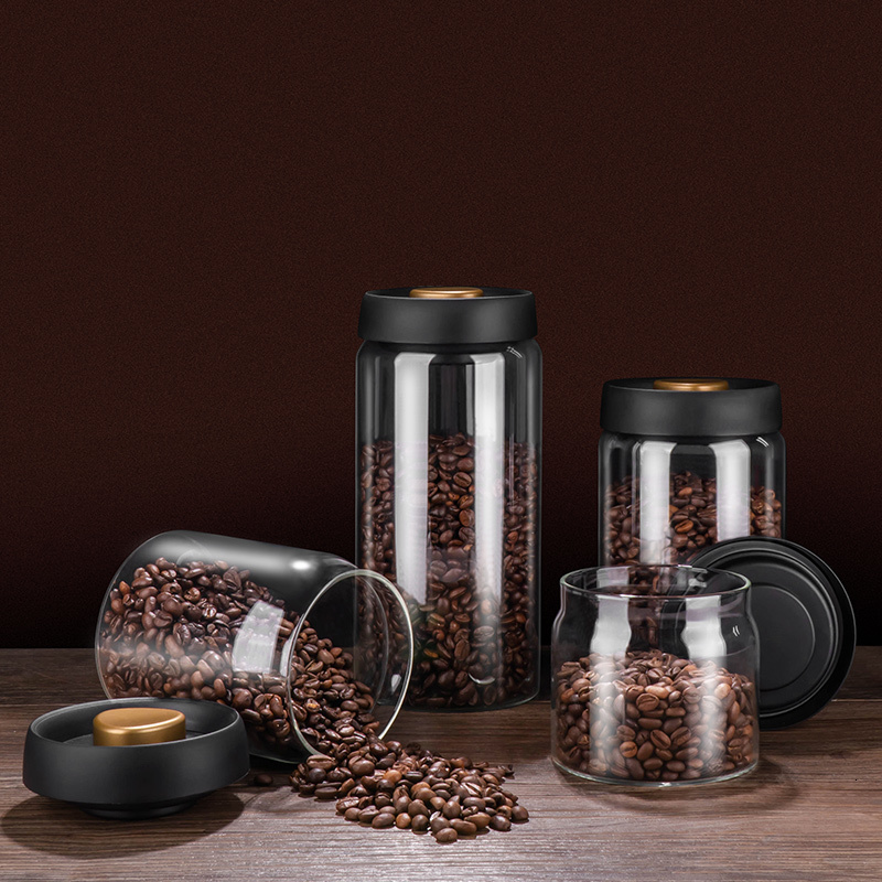 Storage Boxes Bins GIANXI Vacuum Coffee Beans Bottles Creative Sealed Glass Tank Food Grains Container Transparent Tea Candy 230613