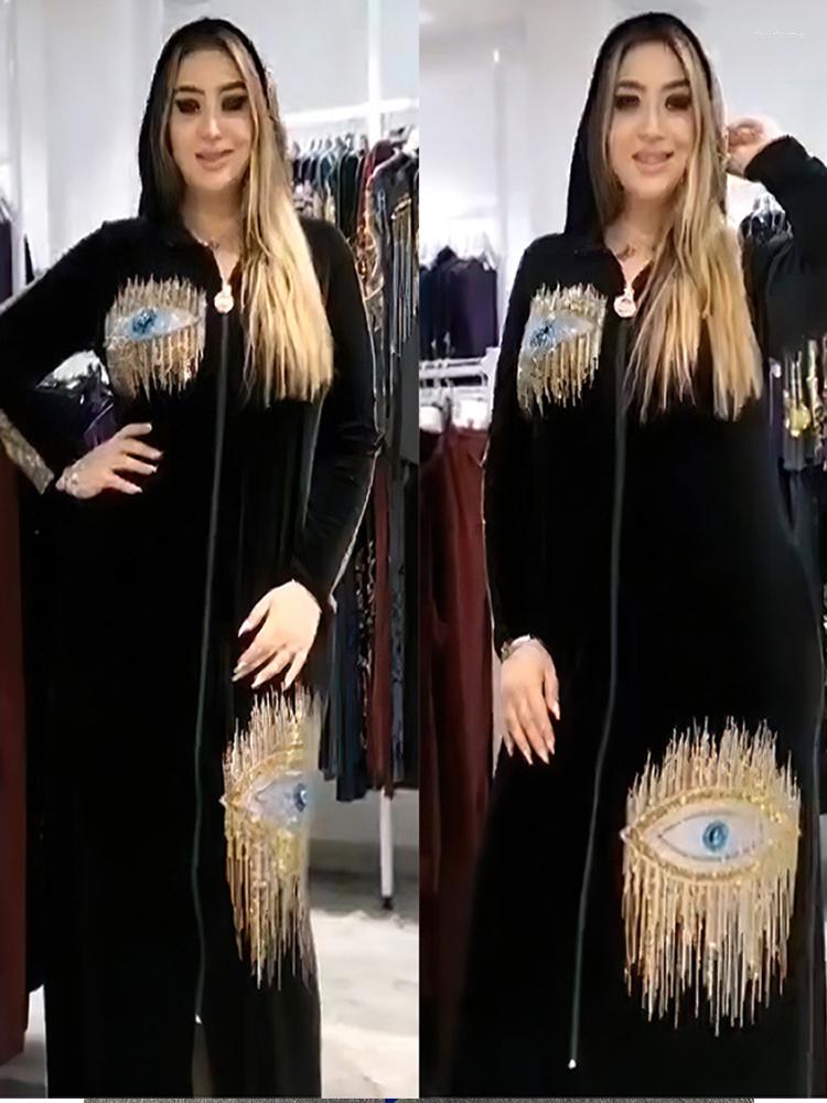 Ethnic Clothing Ethnic Clothing Ramadan Morocco Muslim Hooded Abaya Party Dress Women Turkey Dubai Kaftans Diamond Evening Long Dresses Robe Eid Vesti