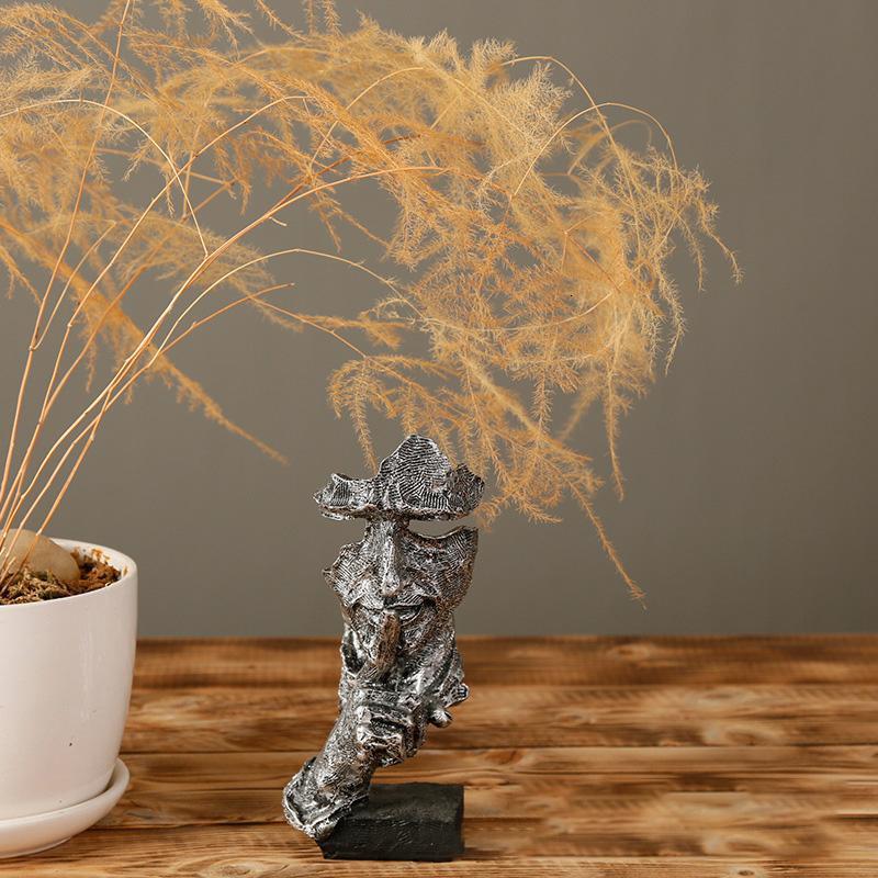 Decorative Objects Figurines Nordic Creative Silence Is Gold Statue Resin Thinker Sculpture Figurine Vintage Home Office Decoration Modern Art Resin D