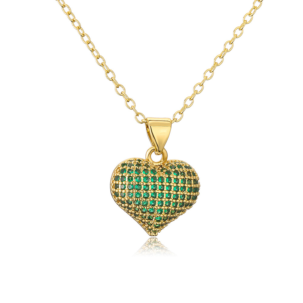 Elegant Design Colorful Zircon Heart Pendant Necklace for Women Gift