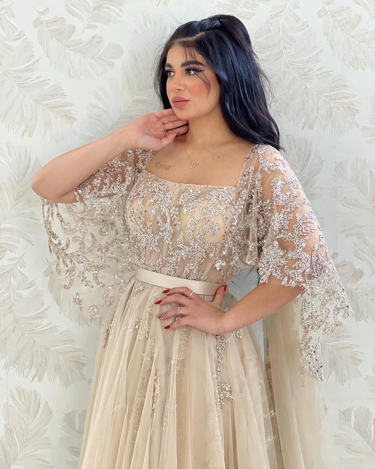 2024 Aso Ebi A-line Sequined Lace Prom Dress Square Tulle Evening Formal Party Second Reception Birthday Bridesmaid Engagement Gowns Dresses Robe De S