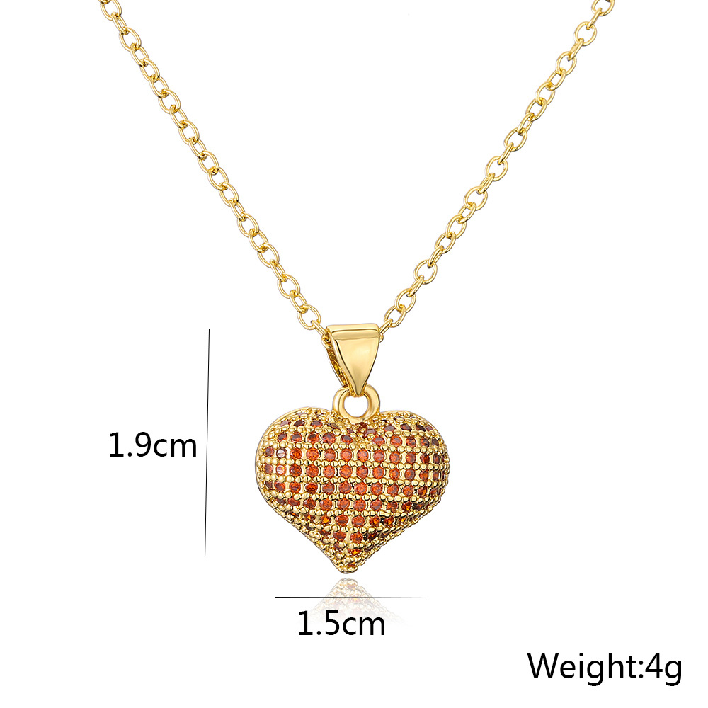 Elegant Design Colorful Zircon Heart Pendant Necklace for Women Gift
