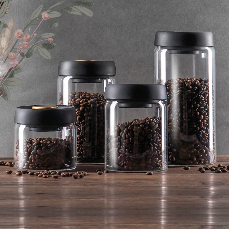 Storage Boxes Bins GIANXI Vacuum Coffee Beans Bottles Creative Sealed Glass Tank Food Grains Container Transparent Tea Candy 230613