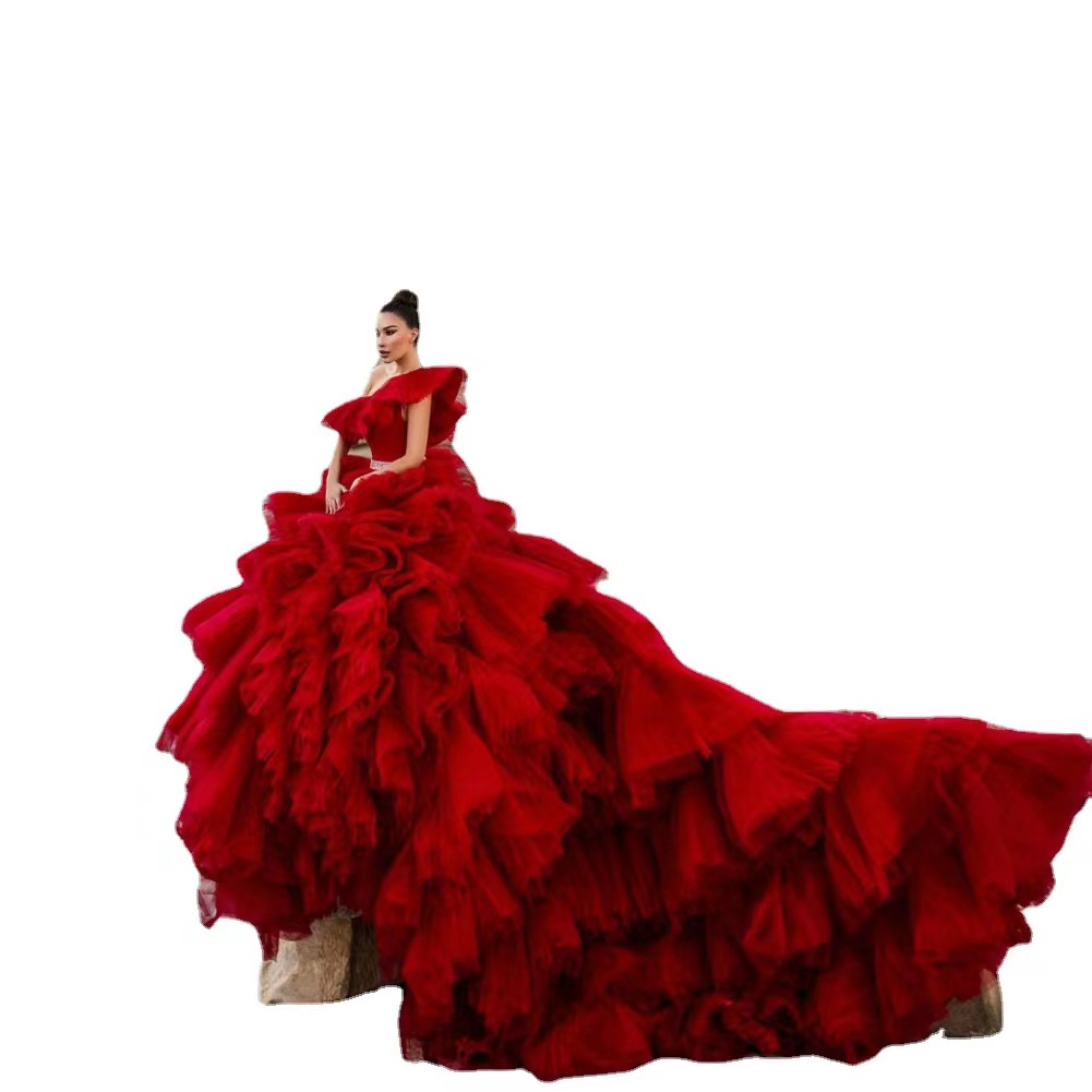 Quinceanera Red Vestido De Anos Ball Gown Mexican Girls Birthday Party Ral Applique Ruffles Sweetheart Embroidery Vestidos Sweet Dress S