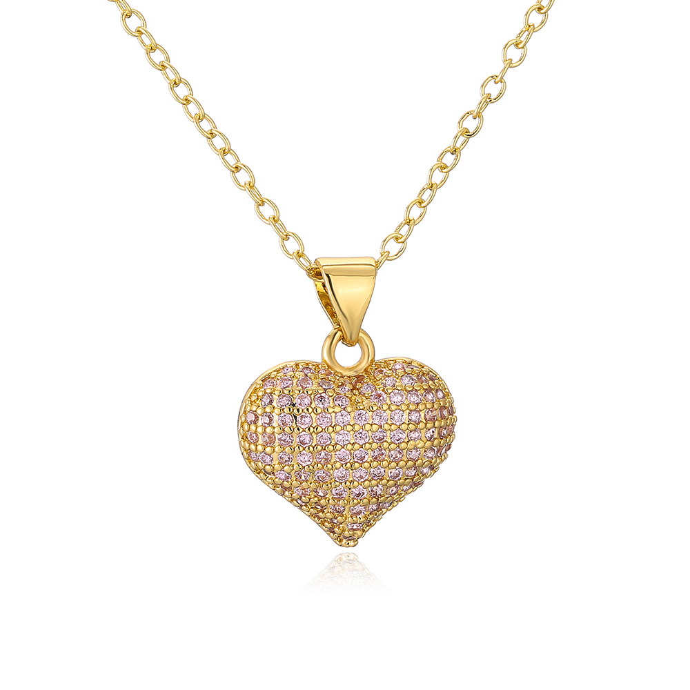 Elegant Design Colorful Zircon Heart Pendant Necklace for Women Gift