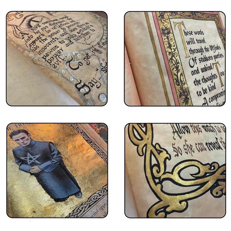 Decorative Objects Figurines Charmed Book Of Shadows Green Journal Cover Bound Blank And Lined 350 Pages Spell Record Spellbook Vintage Magic Gift 230