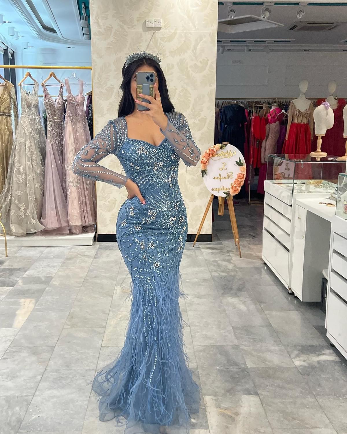 2023 Aso Ebi Sequined Lace Mermaid Prom Dress Feather Sexy Evening Formal Party Second Reception Birthday Bridesmaid Engagement Gowns Dresses Robe De 