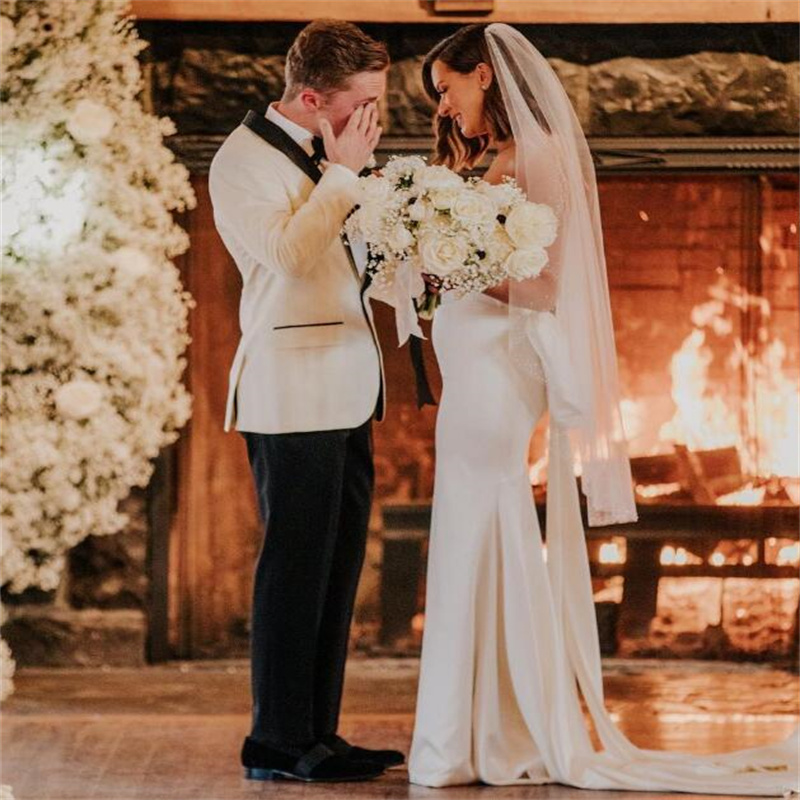Stunning Mermaid Boho Wedding Dress 2023 Sweetheart Soft Satin Beach Bohemian Bridal Gowns Elegant Big Bow Garden Korean Bride robe mariee Femme vesti