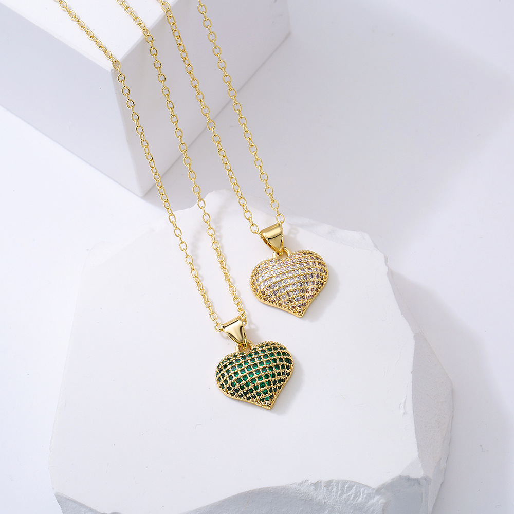 Elegant Design Colorful Zircon Heart Pendant Necklace for Women Gift