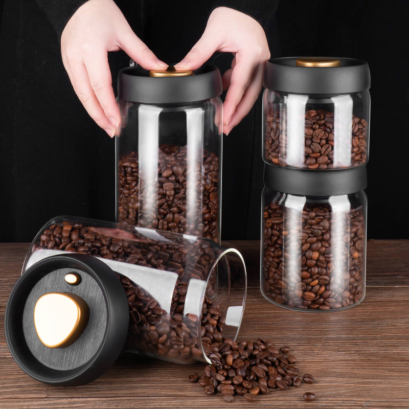 Storage Boxes Bins GIANXI Vacuum Coffee Beans Bottles Creative Sealed Glass Tank Food Grains Container Transparent Tea Candy 230613