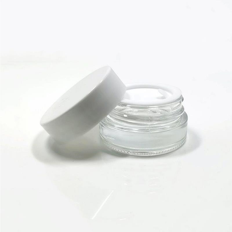5g Cosmetic Jars Cream Container Clear/Frosted Glass Jar Bottle with White Lids PP Inner Cover for Face/Hand Cream Ljclr