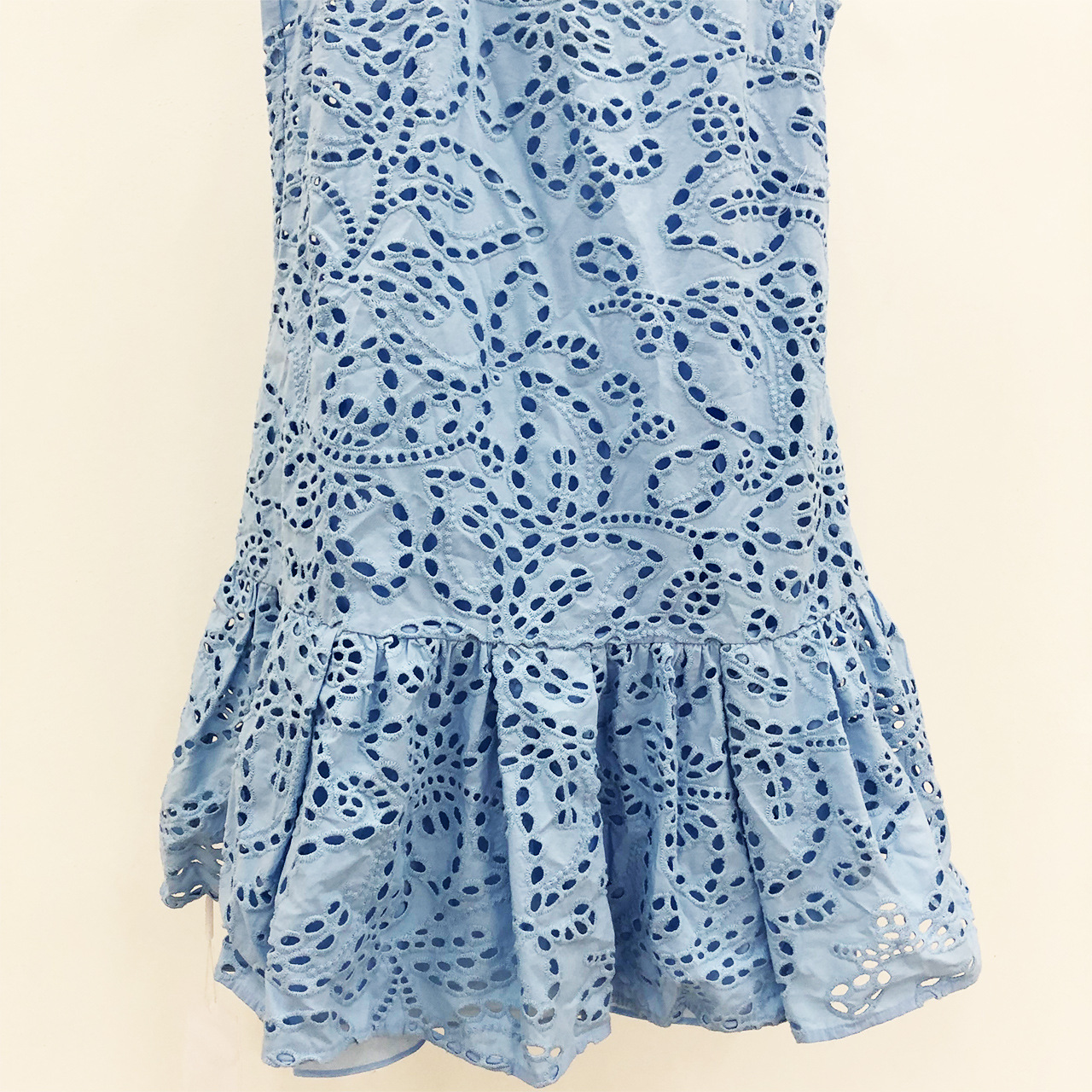 Casual Dresses S-elf Portrait Embroidered Hollow Blue Sleeveless Sweet Slim Dress