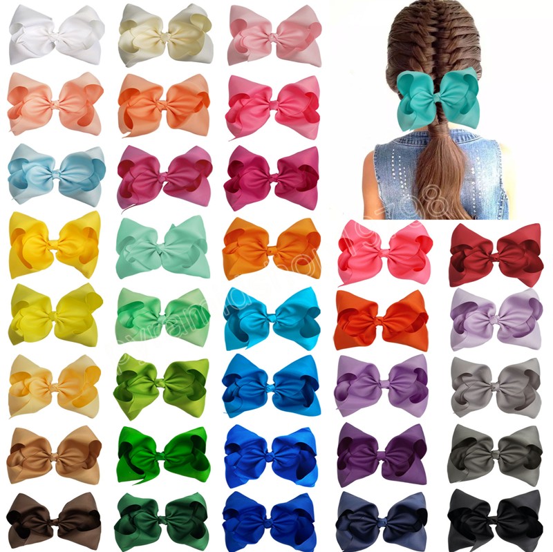 Toddler Solid Color Big Bowknot Hair Clips Fashion Handmade Ribbon Bows Baby Girls Hairpin Infant Headwear Birthday Gift
