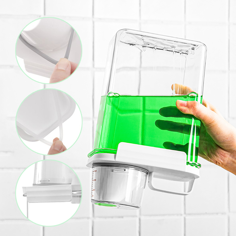 Storage Boxes Bins Airtight Laundry Detergent Dispenser LeakProof Refillable Empty Tank for Powder Softener Bleach Container with Labels 230613