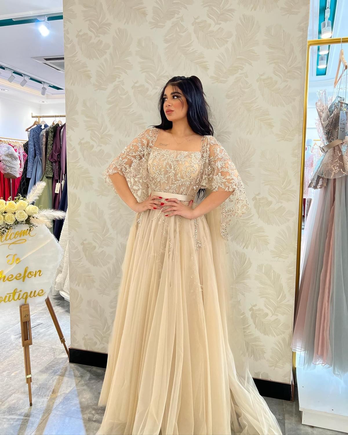 2024 Aso Ebi A-line Sequined Lace Prom Dress Square Tulle Evening Formal Party Second Reception Birthday Bridesmaid Engagement Gowns Dresses Robe De S