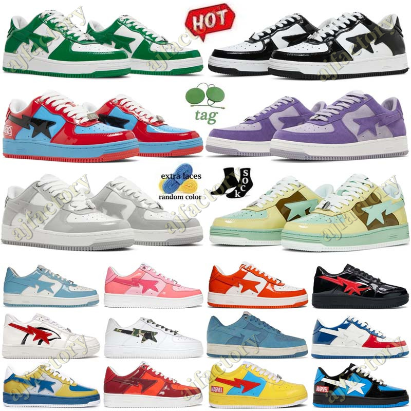 

Men designer Bape Sta Bapesta SK8 Casual Shoes Low Baped for women Sneakers Patent Leather Black White Blue Camouflage Skateboarding jogging Sports Star Trainers, 22