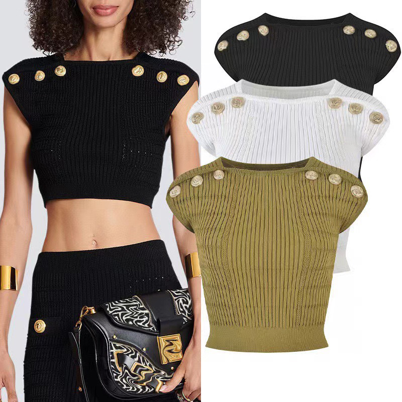 Designer Womens Knits Tees T Shirts Sleeveless Woman Summer Tanks Camis Tees Vest Short Shirt Lady Slim Vests Tops