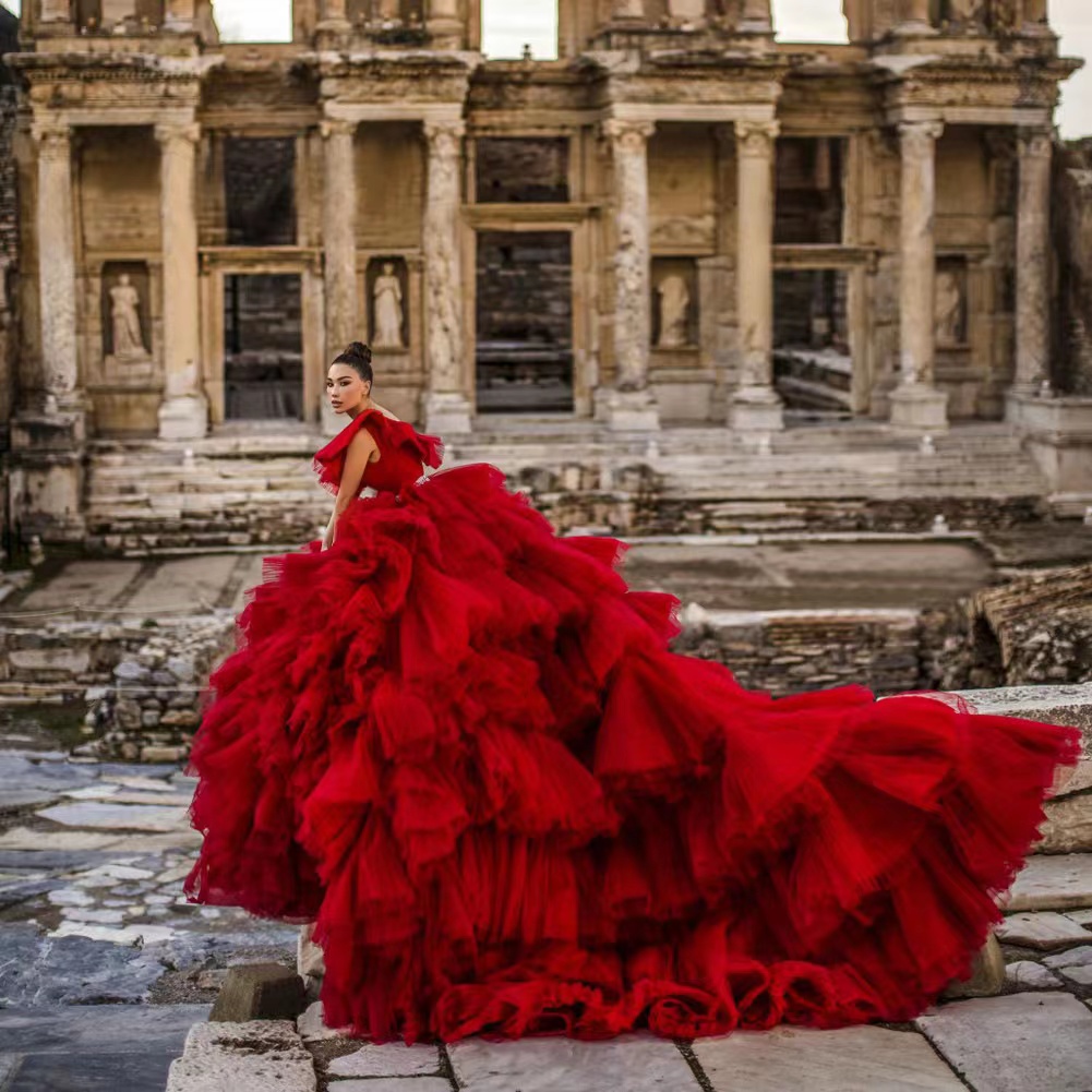 Quinceanera Red Vestido De Anos Ball Gown Mexican Girls Birthday Party Ral Applique Ruffles Sweetheart Embroidery Vestidos Sweet Dress S