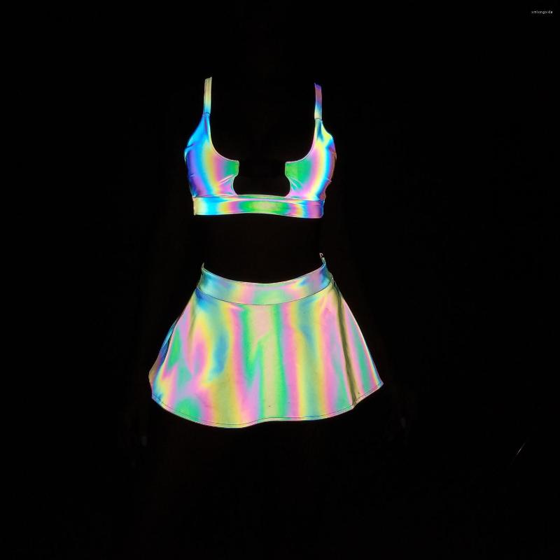 Women's Swimwear Rainbow Reflective Women Rave Swimsuit Summer 3 Piece Bikini Set Skirt Mini Triangle Buckle Bra Top Swimwears Fit Tight, Only top 1
Women's Swimwear Rainbow Reflective Women Rave Swimsuit Summer 3 Piece Bikini Set Skirt Mini Triangle Buckle Bra Top Swimwears Fit Tight, Only top 1