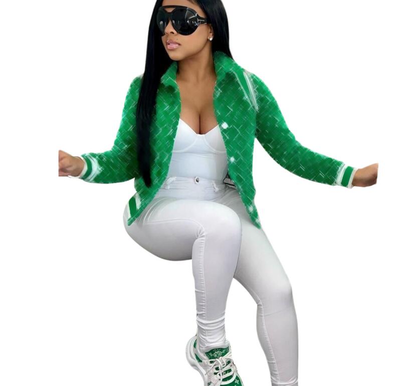 Designer Women's Letter Pattern Long Sleeve Bomber Jacket Fashion Button Patchwork Loose Coat