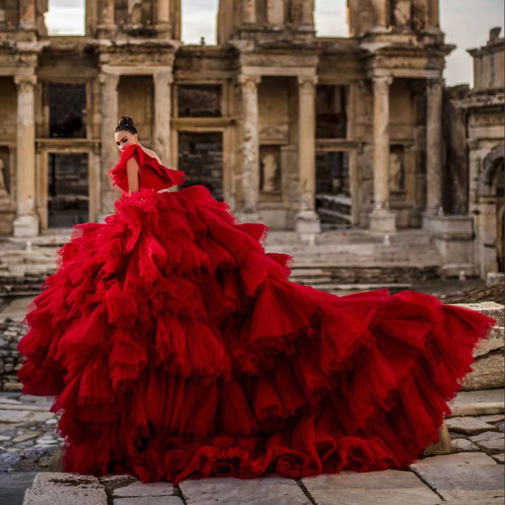 Quinceanera Red Vestido De Anos Ball Gown Mexican Girls Birthday Party Ral Applique Ruffles Sweetheart Embroidery Vestidos Sweet Dress S