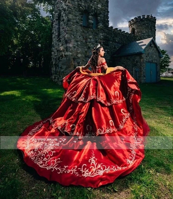 Elegant Dark Red Sweetheart Ball Gown Quinceanera Dresses Appliques Embroidery Prom Party Gowns Vestidos De Fiesta