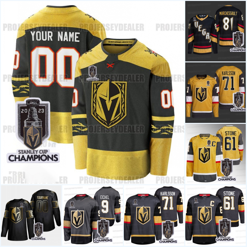 2023 Vegas Stanley Cup Champions Golden Knights Jack Eichel Hockey Jerseys Stephenson Mark Stone William Karlsson Jonathan Marchessault Pietrangelo Phil Kessel, Gold
2023 Vegas Stanley Cup Champions Golden Knights Jack Eichel Hockey Jerseys Stephenson Mark Stone William Karlsson Jonathan Marchessault Pietrangelo Phil Kessel, Gold