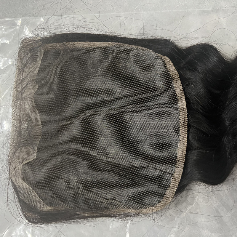 Peruvian Curly Human 6X6 Lace Closure Loose Deep Natural Color Free Middle Three Part With Baby Hair