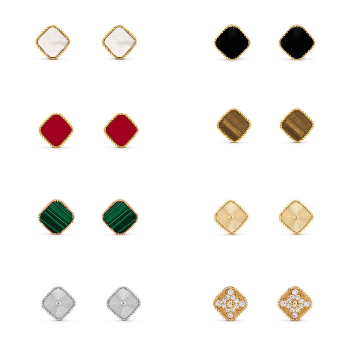 Vintage Fashion 4/Four Leaf Clover Charm Stud Earrings Back Mother-of-Pearl Silver 18K Gold Plated Agate for Women&Girls Valentine's Mother's Day Wedding Jewelry Gift I
Vintage Fashion 4/Four Leaf Clover Charm Stud Earrings Back Mother-of-Pearl Silver 18K Gold Plated Agate for Women&Girls Valentine's Mother's Day Wedding Jewelry Gift I