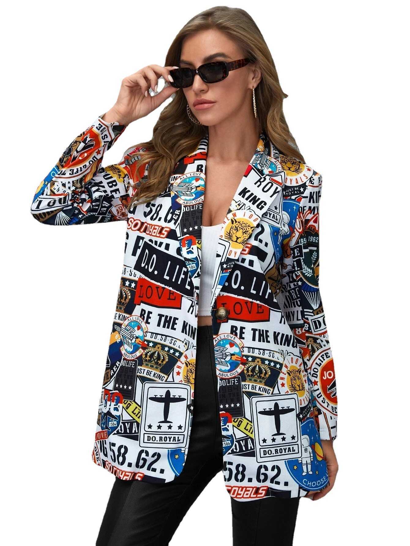 2023 women 28 colors blazer fashion non positioning printing womens casual small suit jacket trend womens wear