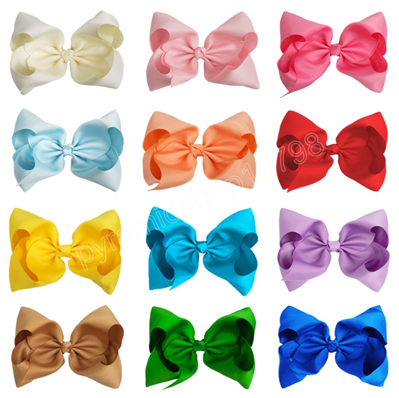 Toddler Solid Color Big Bowknot Hair Clips Fashion Handmade Ribbon Bows Baby Girls Hairpin Infant Headwear Birthday Gift
