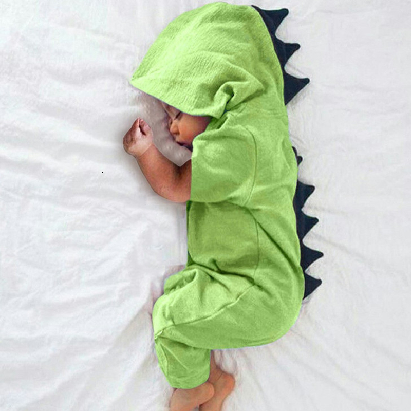 Rompers Pajamas Baby Clothing Baby Boy Girl Clothes Baby Dinosaur Hooded Romper Jumpsuit Outfits Autumn Winter Kids Clothes 230614Y2501191MM0