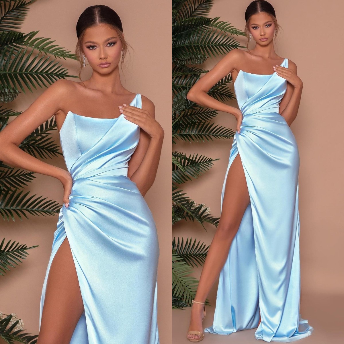 Sexy Sky Blue Prom Dresses Strapless Party Evening Gowns Pleats Slit Formal Long Special Occasion dress, Customize
Sexy Sky Blue Prom Dresses Strapless Party Evening Gowns Pleats Slit Formal Long Special Occasion dress, Customize