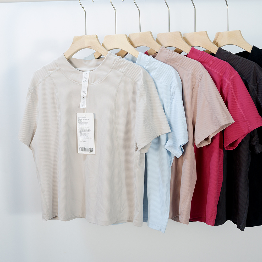 Lulu Womens Yoga T-shirt Summer Top Women Tee Ribber Round Co ar Ribbing Short Sleeve Shirt Woman Elastic Breathable Sports Fitness Solid Color Lady, Grey
Lulu Womens Yoga T-shirt Summer Top Women Tee Ribber Round Co ar Ribbing Short Sleeve Shirt Woman Elastic Breathable Sports Fitness Solid Color Lady, Grey